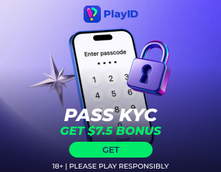 PlayID Canada promotion showing a smartphone and padlock icon, offering $7.5 bonus for completing KYC verification.